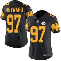 Nike Pittsburgh Steelers #97 Cameron Heyward Black Women's Stitched NFL Limited Rush Jersey