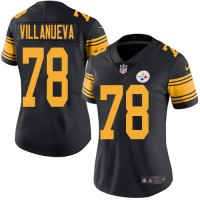 Nike Pittsburgh Steelers #78 Alejandro Villanueva Black Women's Stitched NFL Limited Rush Jersey