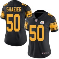 Nike Pittsburgh Steelers #50 Ryan Shazier Black Women's Stitched NFL Limited Rush Jersey