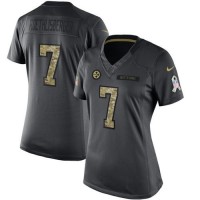 Nike Pittsburgh Steelers #7 Ben Roethlisberger Black Women's Stitched NFL Limited 2016 Salute to Service Jersey