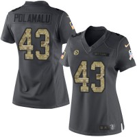 Nike Pittsburgh Steelers #43 Troy Polamalu Black Women's Stitched NFL Limited 2016 Salute to Service Jersey