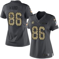 Nike Pittsburgh Steelers #86 Hines Ward Black Women's Stitched NFL Limited 2016 Salute to Service Jersey