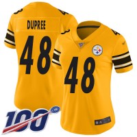 Nike Pittsburgh Steelers #48 Bud Dupree Gold Women's Stitched NFL Limited Inverted Legend 100th Season Jersey