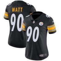 Nike Pittsburgh Steelers #90 T. J. Watt Black Team Color Women's Stitched NFL Vapor Untouchable Limited Jersey