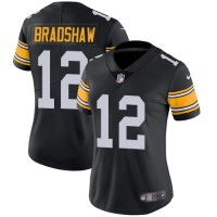 Nike Pittsburgh Steelers #12 Terry Bradshaw Black Alternate Women's Stitched NFL Vapor Untouchable Limited Jersey