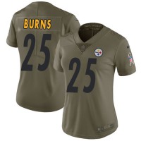 Nike Pittsburgh Steelers #25 Artie Burns Olive Women's Stitched NFL Limited 2017 Salute to Service Jersey