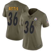 Nike Pittsburgh Steelers #36 Jerome Bettis Olive Women's Stitched NFL Limited 2017 Salute to Service Jersey