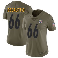 Nike Pittsburgh Steelers #66 David DeCastro Olive Women's Stitched NFL Limited 2017 Salute to Service Jersey