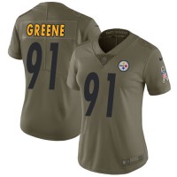 Nike Pittsburgh Steelers #91 Kevin Greene Olive Women's Stitched NFL Limited 2017 Salute to Service Jersey