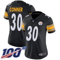 Nike Pittsburgh Steelers #30 James Conner Black Team Color Women's Stitched NFL 100th Season Vapor Limited Jersey