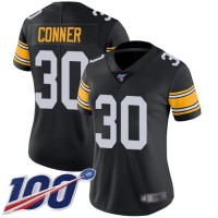 Nike Pittsburgh Steelers #30 James Conner Black Alternate Women's Stitched NFL 100th Season Vapor Limited Jersey