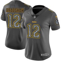 Nike Pittsburgh Steelers #12 Terry Bradshaw Gray Static Women's Stitched NFL Vapor Untouchable Limited Jersey