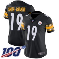Nike Pittsburgh Steelers #19 JuJu Smith-Schuster Black Team Color Women's Stitched NFL 100th Season Vapor Limited Jersey