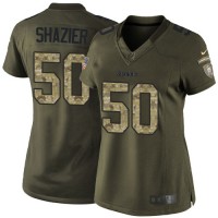 Nike Pittsburgh Steelers #50 Ryan Shazier Green Women's Stitched NFL Limited 2015 Salute to Service Jersey