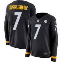 Nike Pittsburgh Steelers #7 Ben Roethlisberger Black Team Color Women's Stitched NFL Limited Therma Long Sleeve Jersey