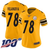 Nike Pittsburgh Steelers #78 Alejandro Villanueva Gold Women's Stitched NFL Limited Inverted Legend 100th Season Jersey