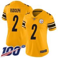 Nike Pittsburgh Steelers #2 Mason Rudolph Gold Women's Stitched NFL Limited Inverted Legend 100th Season Jersey