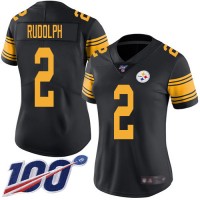 Nike Pittsburgh Steelers #2 Mason Rudolph Black Women's Stitched NFL Limited Rush 100th Season Jersey