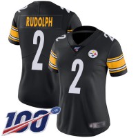 Nike Pittsburgh Steelers #2 Mason Rudolph Black Team Color Women's Stitched NFL 100th Season Vapor Limited Jersey