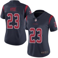 Nike Houston Texans #23 Carlos Hyde Navy Blue Women's Stitched NFL Limited Rush Jersey