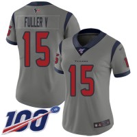 Nike Houston Texans #15 Will Fuller V Gray Women's Stitched NFL Limited Inverted Legend 100th Season Jersey
