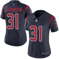 Nike Houston Texans #31 David Johnson Navy Blue Women's Stitched NFL Limited Rush Jersey