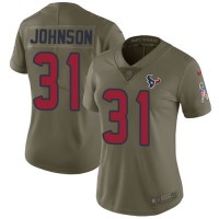 Nike Houston Texans #31 David Johnson Olive Women's Stitched NFL Limited 2017 Salute To Service Jersey