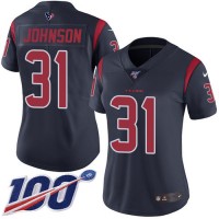 Nike Houston Texans #31 David Johnson Navy Blue Women's Stitched NFL Limited Rush 100th Season Jersey