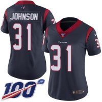 Nike Houston Texans #31 David Johnson Navy Blue Team Color Women's Stitched NFL 100th Season Vapor Untouchable Limited Jersey