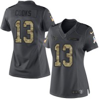 Nike Houston Texans #13 Brandin Cooks Black Women's Stitched NFL Limited 2016 Salute to Service Jersey