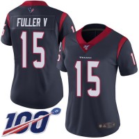 Nike Houston Texans #15 Will Fuller V Navy Blue Team Color Women's Stitched NFL 100th Season Vapor Limited Jersey