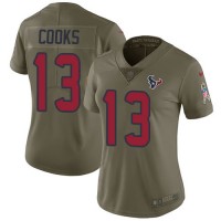 Nike Houston Texans #13 Brandin Cooks Olive Women's Stitched NFL Limited 2017 Salute To Service Jersey