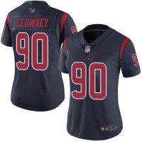 Nike Houston Texans #90 Jadeveon Clowney Navy Blue Women's Stitched NFL Limited Rush Jersey