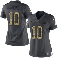 Nike Houston Texans #10 DeAndre Hopkins Black Women's Stitched NFL Limited 2016 Salute to Service Jersey