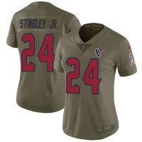 Nike Houston Texans #24 Derek Stingley Jr. Olive Women's Stitched NFL Limited 2017 Salute To Service Jersey