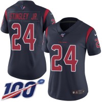 Nike Houston Texans #24 Derek Stingley Jr. Navy Blue Women's Stitched NFL Limited Rush 100th Season Jersey