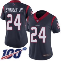 Nike Houston Texans #24 Derek Stingley Jr. Navy Blue Team Color Women's Stitched NFL 100th Season Vapor Untouchable Limited Jersey