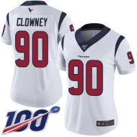 Nike Houston Texans #90 Jadeveon Clowney White Women's Stitched NFL 100th Season Vapor Limited Jersey