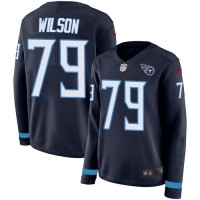 Nike Tennessee Titans #79 Isaiah Wilson Navy Blue Team Color Women's Stitched NFL Limited Therma Long Sleeve Jersey