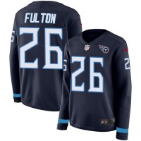Nike Tennessee Titans #26 Kristian Fulton Navy Blue Team Color Women's Stitched NFL Limited Therma Long Sleeve Jersey