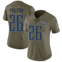Nike Tennessee Titans #26 Kristian Fulton Olive Women's Stitched NFL Limited 2017 Salute To Service Jersey