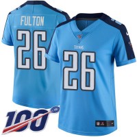 Nike Tennessee Titans #26 Kristian Fulton Light Blue Women's Stitched NFL Limited Rush 100th Season Jersey