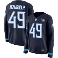 Nike Tennessee Titans #49 Nick Dzubnar Navy Blue Team Color Women's Stitched NFL Limited Therma Long Sleeve Jersey