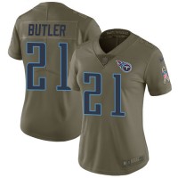 Nike Tennessee Titans #21 Malcolm Butler Olive Women's Stitched NFL Limited 2017 Salute to Service Jersey