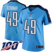 Nike Tennessee Titans #49 Nick Dzubnar Light Blue Women's Stitched NFL Limited Rush 100th Season Jersey