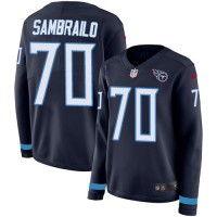 Nike Tennessee Titans #70 Ty Sambrailo Navy Blue Team Color Women's Stitched NFL Limited Therma Long Sleeve Jersey