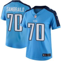 Nike Tennessee Titans #70 Ty Sambrailo Light Blue Women's Stitched NFL Limited Rush Jersey