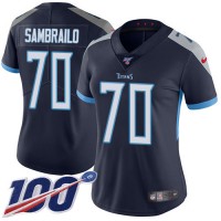 Nike Tennessee Titans #70 Ty Sambrailo Navy Blue Team Color Women's Stitched NFL 100th Season Vapor Untouchable Limited Jersey