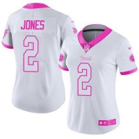 Nike Tennessee Titans #2 Julio Jones White/Pink Women's Stitched NFL Limited Rush Fashion Jersey