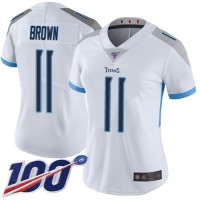 Nike Tennessee Titans #11 A.J. Brown White Women's Stitched NFL 100th Season Vapor Limited Jersey